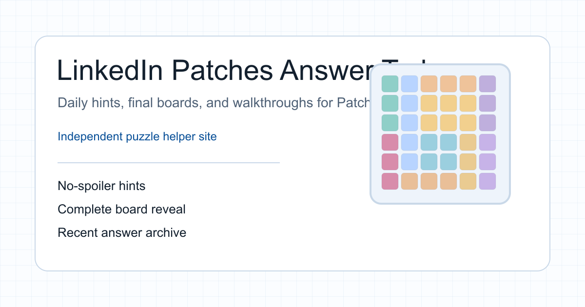 Patches LinkedIn Answer Today - Playable Puzzle & Solution
